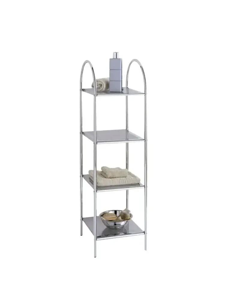 Estantería de pie cromada con cuatro baldas minimalista CR456 de Aquore