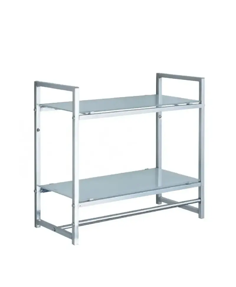 Estantería para pared de dos estantes de cristal con acabado cromado CR475 de Aquore