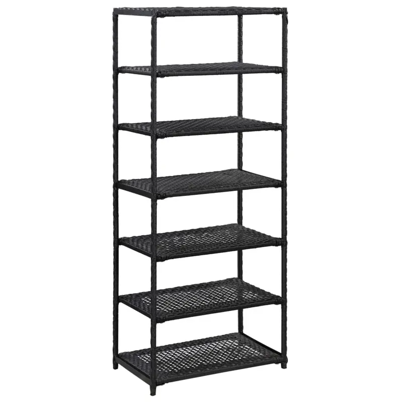 Estantería para zapatos de ratán sintético negro 50x30x120 cm