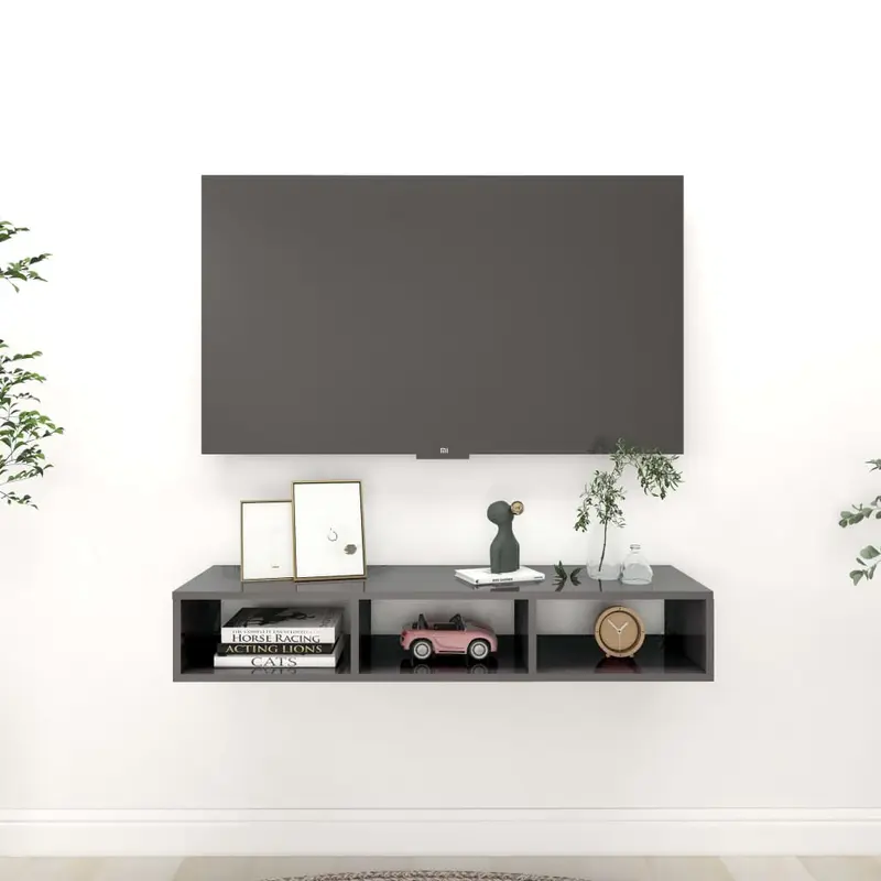 Estantería pared madera contrachapada gris brillo 102x30x17 cm