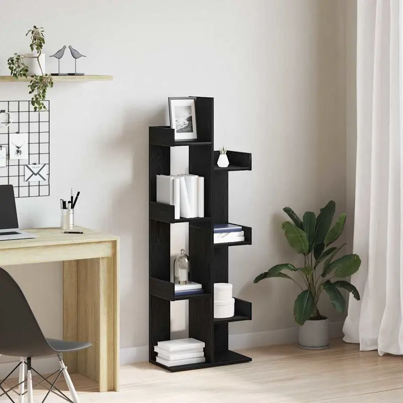 Estantería Roble Negro 48 x 25,5 x 140 cm Madera contrachapada