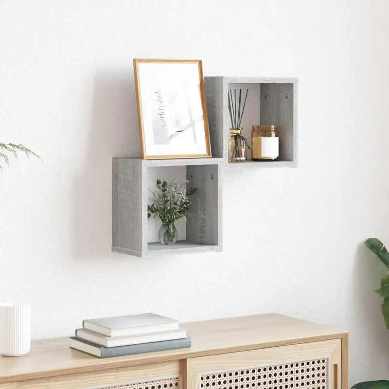 Estanterías de pared 2 pcs Gris Sonoma 26 x 15 x 26 cm