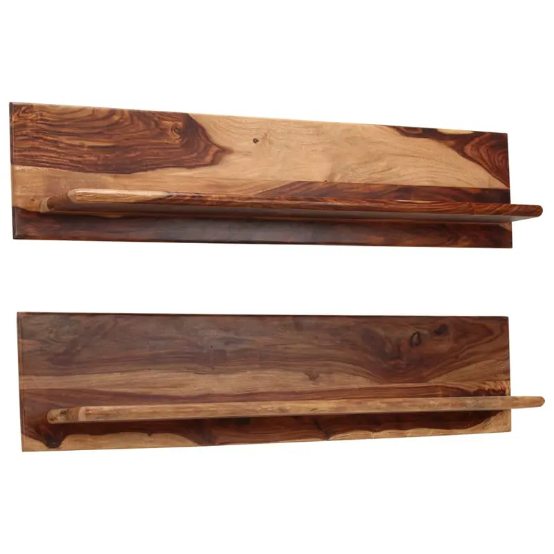 Estantes de pared 2 uds madera maciza de acacia 118x26x20 cm