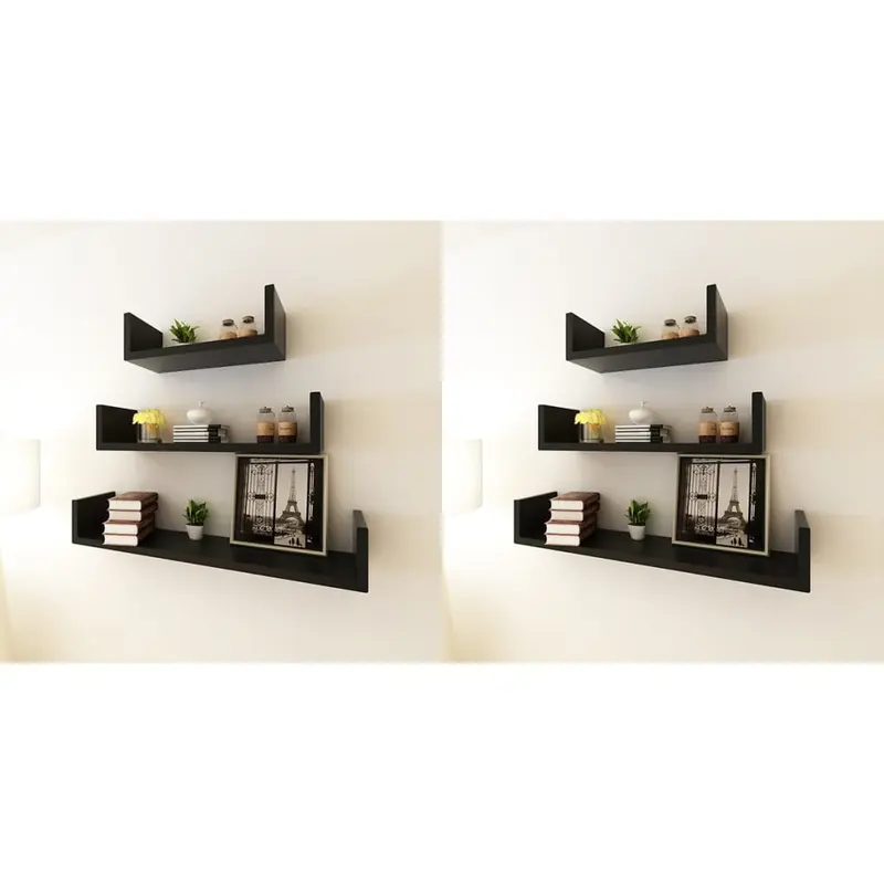 Estantes de pared 6 unidades negro