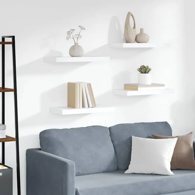 Estantes flotantes de pared 4 uds blanco MDF 50x23x3,8 cm