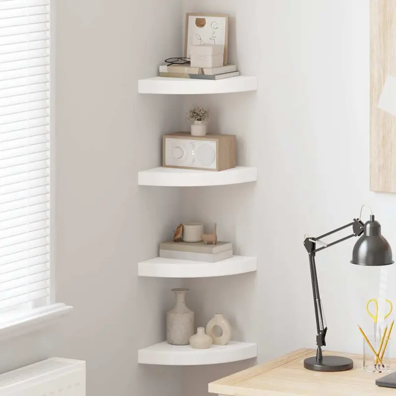 Estantes flotantes de pared 4 uds MDF blanco 25x25x3,8 cm