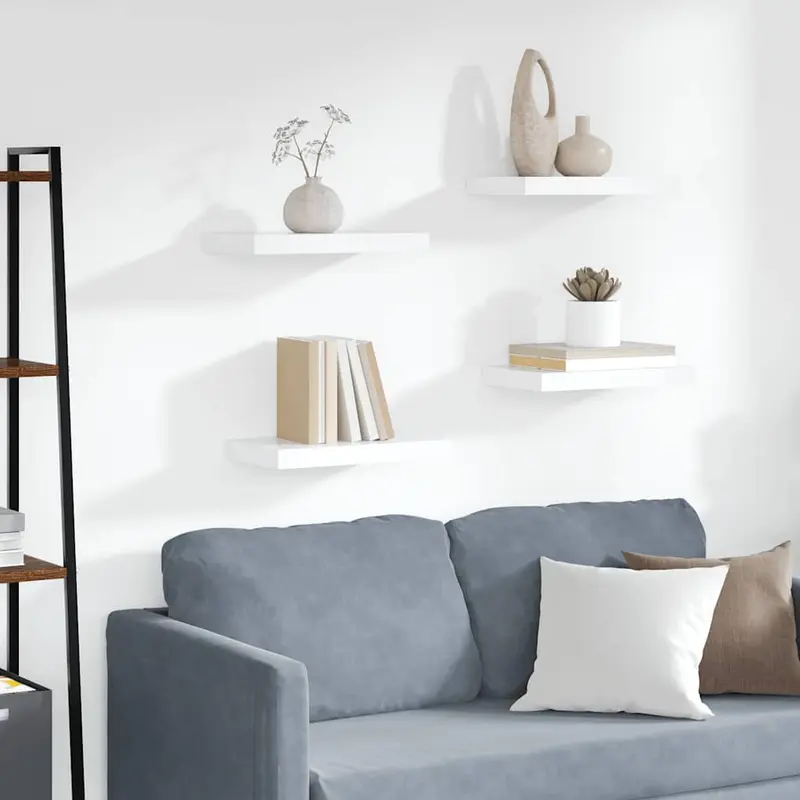 Estantes flotantes de pared 4 uds MDF blanco 40x23x3,8 cm