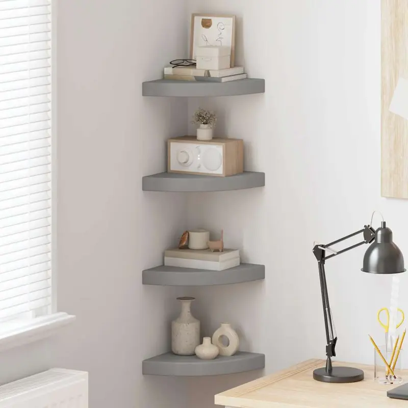Estantes flotantes de pared 4 uds MDF gris 25x25x3,8 cm