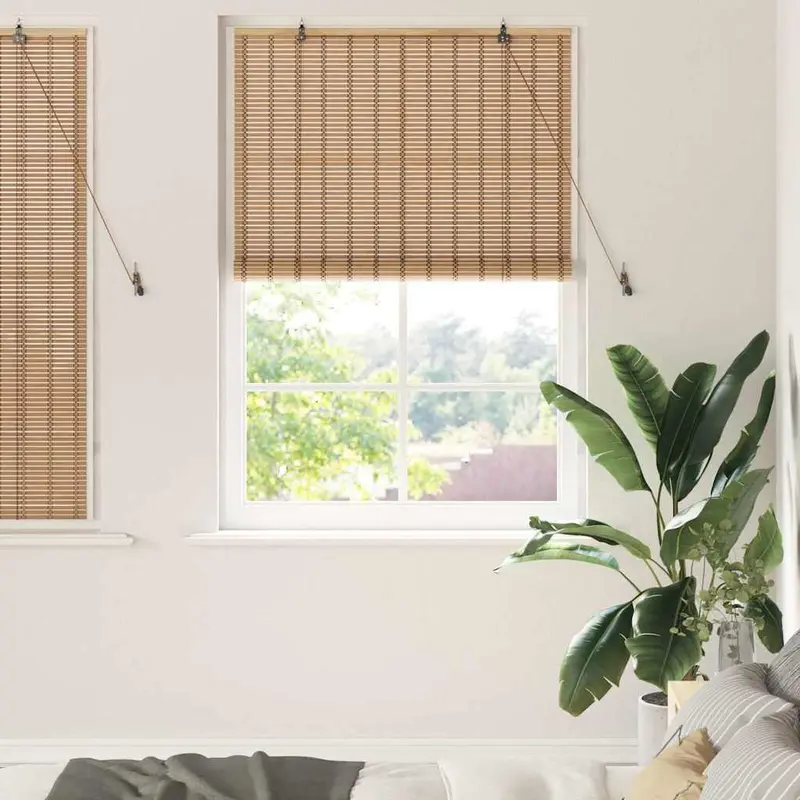 Estor enrollable con cortinas Naturaleza 100 x 160 cm Bambú