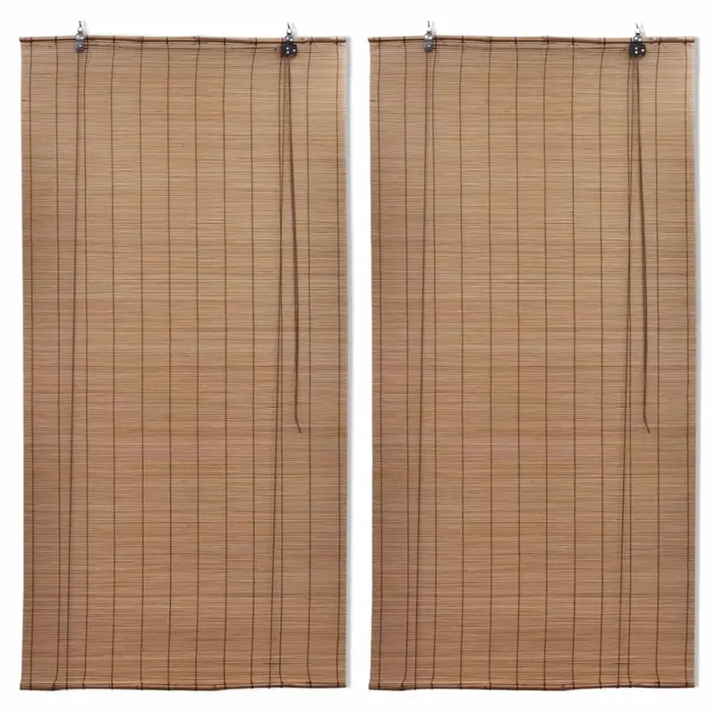 Estor enrollable de bambú 2 unidades marrón 100x160 cm