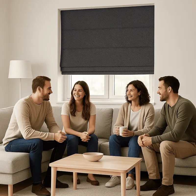 Estor Plegable Semi Opaco Gris Denim Personalizado