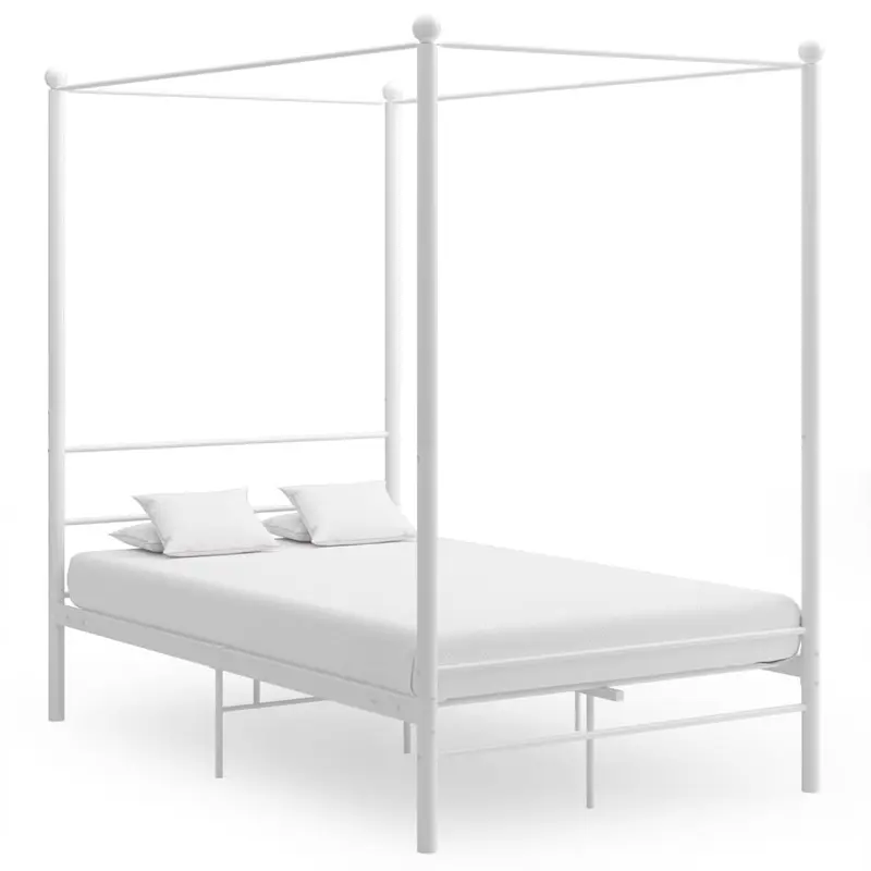 Estructura cama con dosel sin colchón metal blanco 120x200 cm