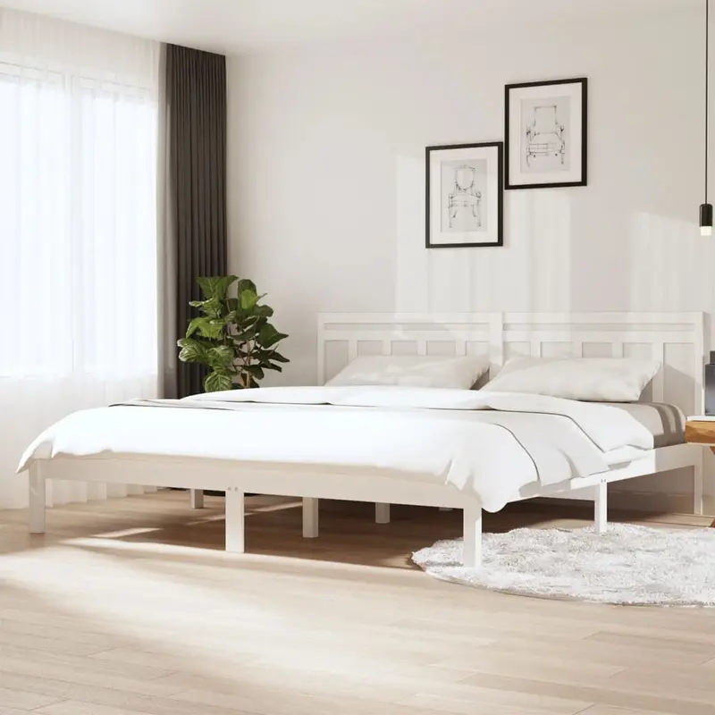 Estructura cama de madera maciza blanca super king 180x200 cm