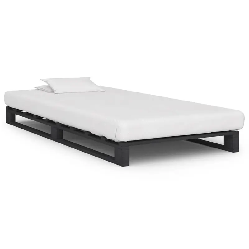 Estructura cama palets sin colchón madera maciza gris 100x200cm
