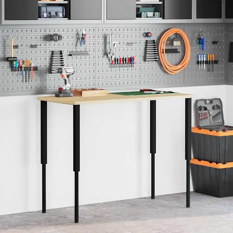 Estructura de banco de trabajo 2 uds metal 55x(69-95,5)cm negro
