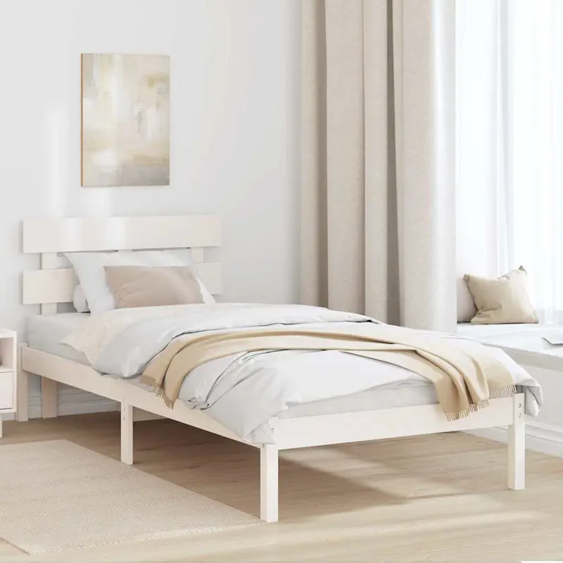 Estructura de cama Blanco 100 x 200 cm Madera maciza de Pino