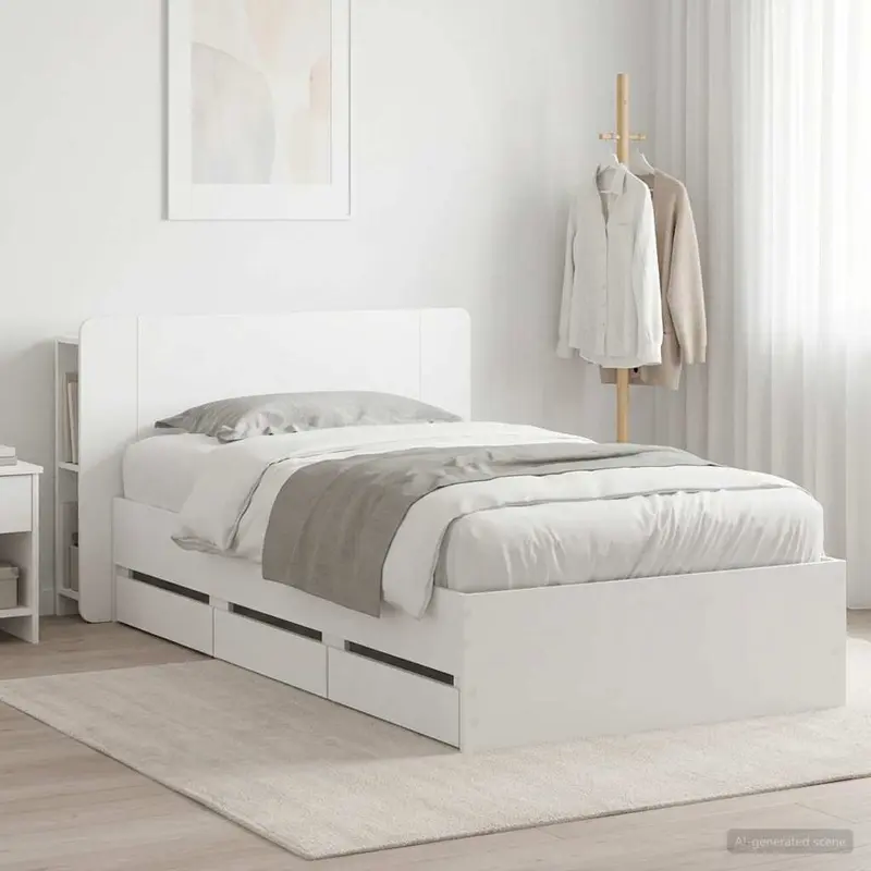 Estructura de cama con almacenamiento Blanco 100 x 200 cm