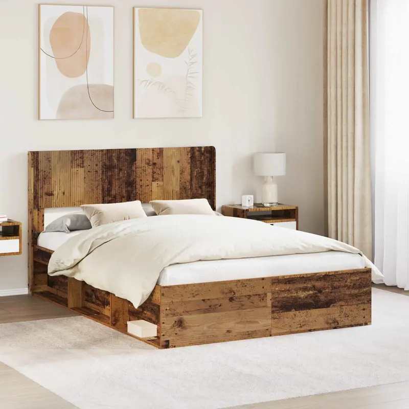 Estructura de cama con almacenamiento y cabecero