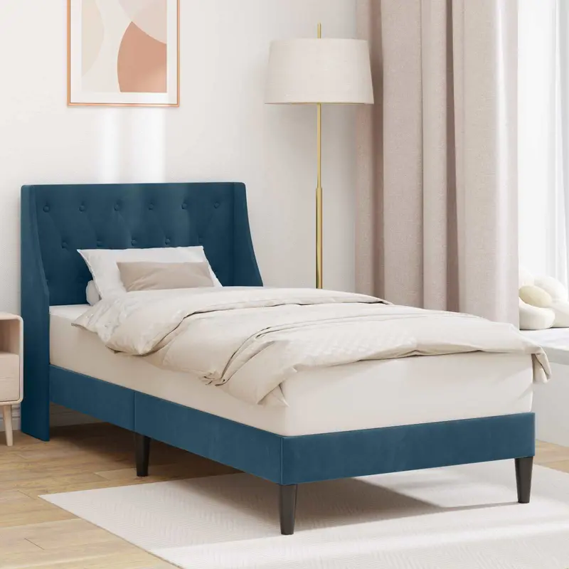Estructura de cama con cabecera Azul 100 x 200 cm Terciopelo