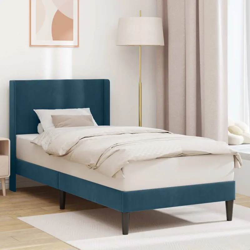 Estructura de cama con cabecera Azul 100 x 200 cm Terciopelo