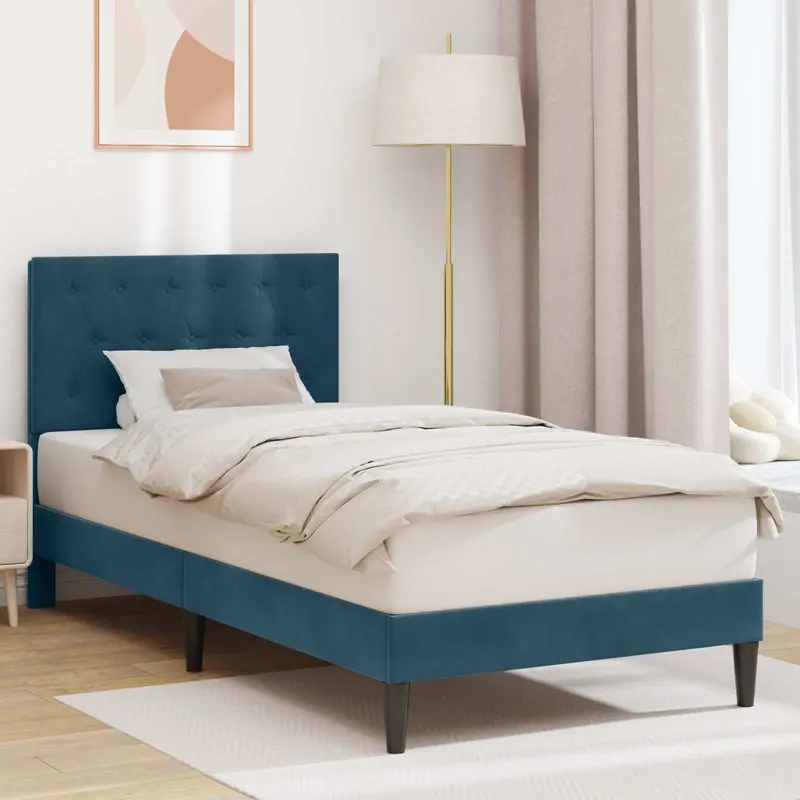 Estructura de cama con cabecera Azul 100 x 200 cm Terciopelo