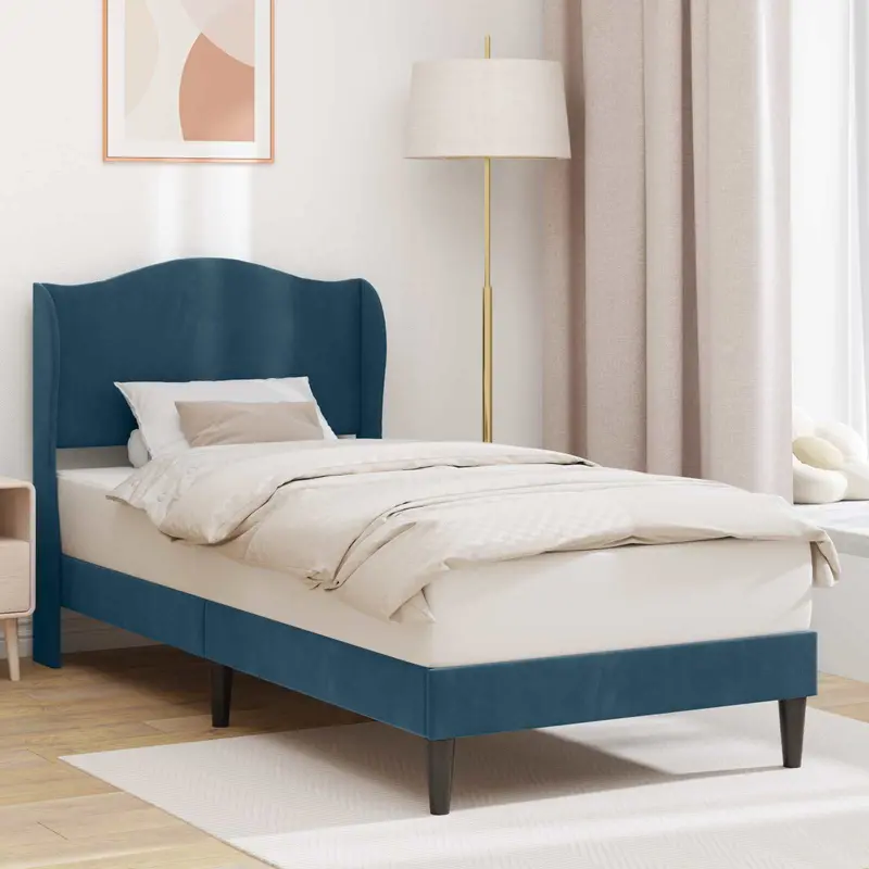 Estructura de cama con cabecera Azul 100 x 200 cm Terciopelo