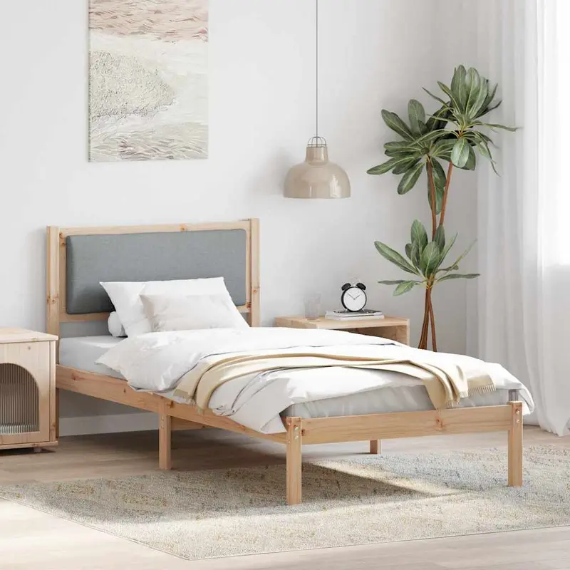 Estructura de cama con cabecera Gris Claro 100 x 200 cm