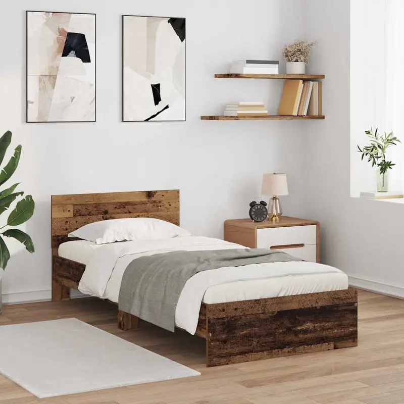 Estructura de cama con cabecera Madera Vieja 100 x 200 cm