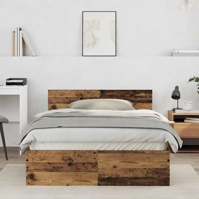 Estructura de cama con cabecera Madera vieja 193 x 125 x 70 cm