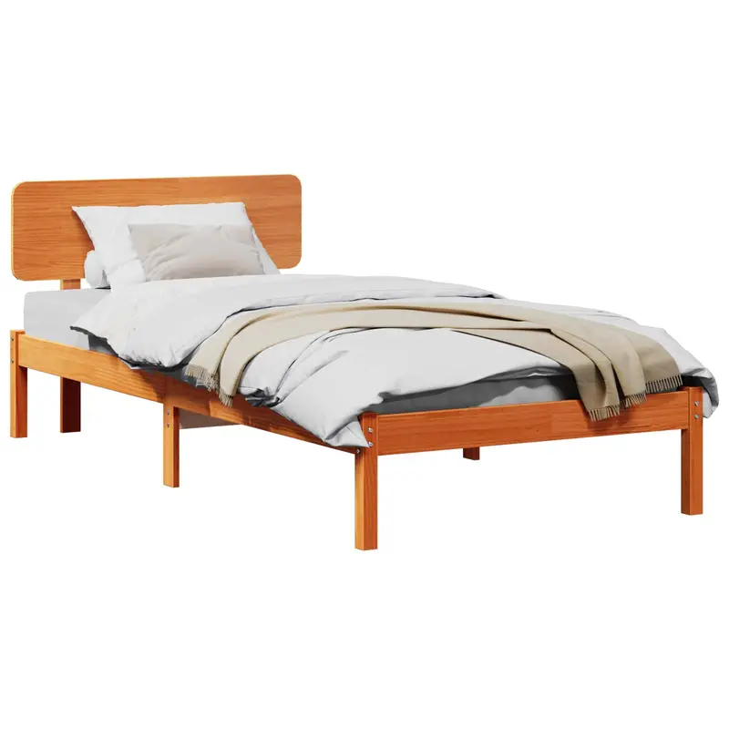 Estructura de cama con cabecera Marrón cera 100 x 200 cm