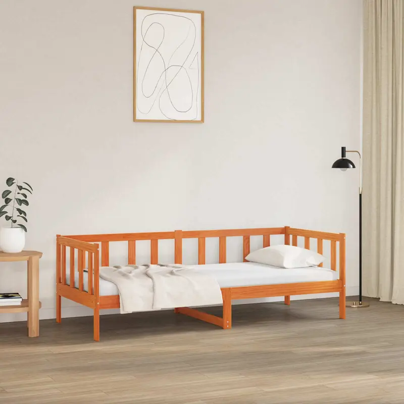 Estructura de cama con cabecera Marrón cera 80 x 200 cm