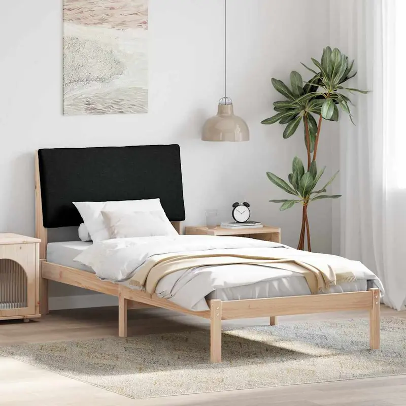 Estructura de cama con cabecera Marrón y negro 100 x 200 cm