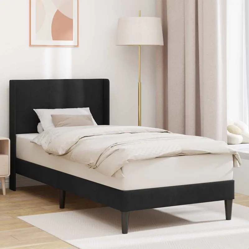 Estructura de cama con cabecera Negro 100 x 200 cm Terciopelo