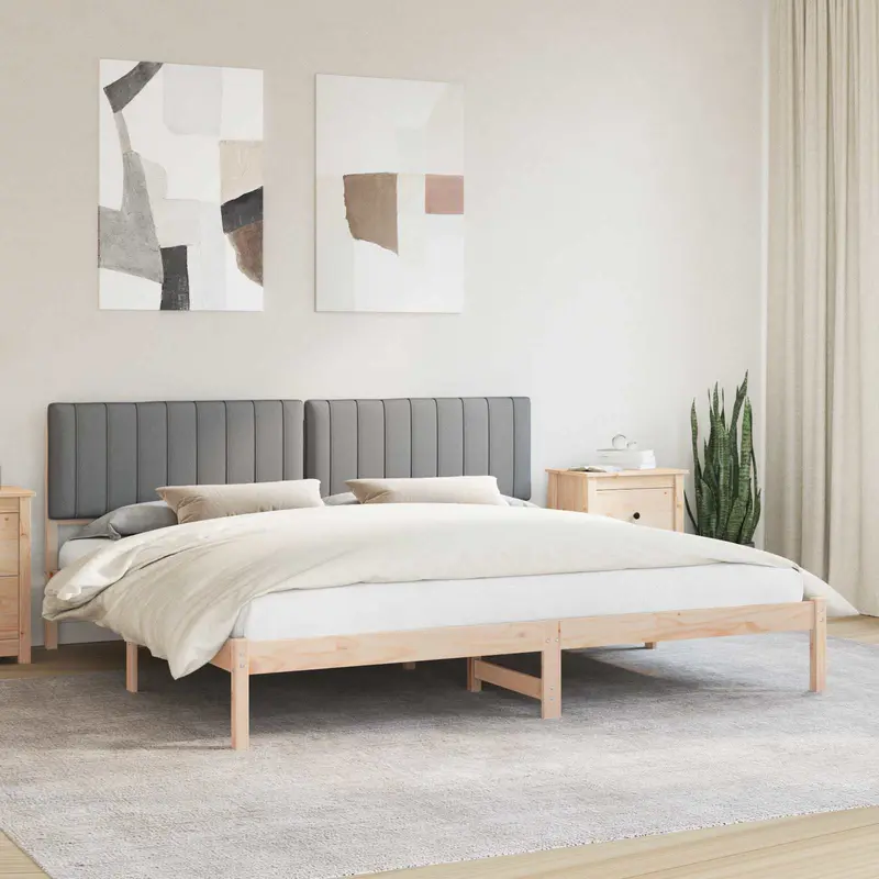 Estructura de Cama con Cabecera Tapizada Gris Claro