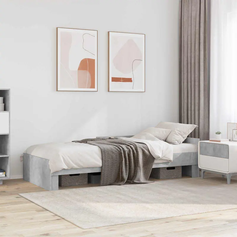 Estructura de cama con cabecero Gris Hormigón 80 x 200 cm