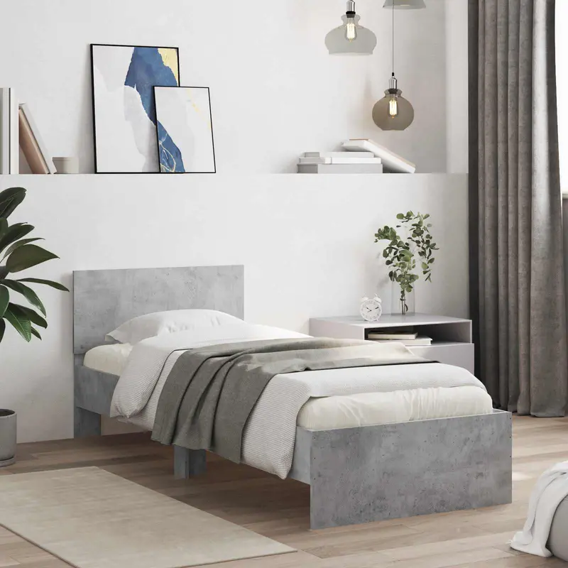 Estructura de cama con cabecero Gris Hormigón 80 x 200 cm