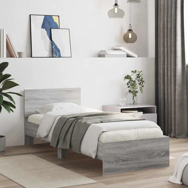 Estructura de cama con cabecero Gris Sonoma 80 x 200 cm