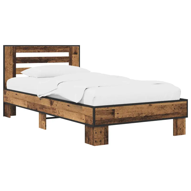 Estructura de cama con cabecero Madera envejecida 80 x 200 cm
