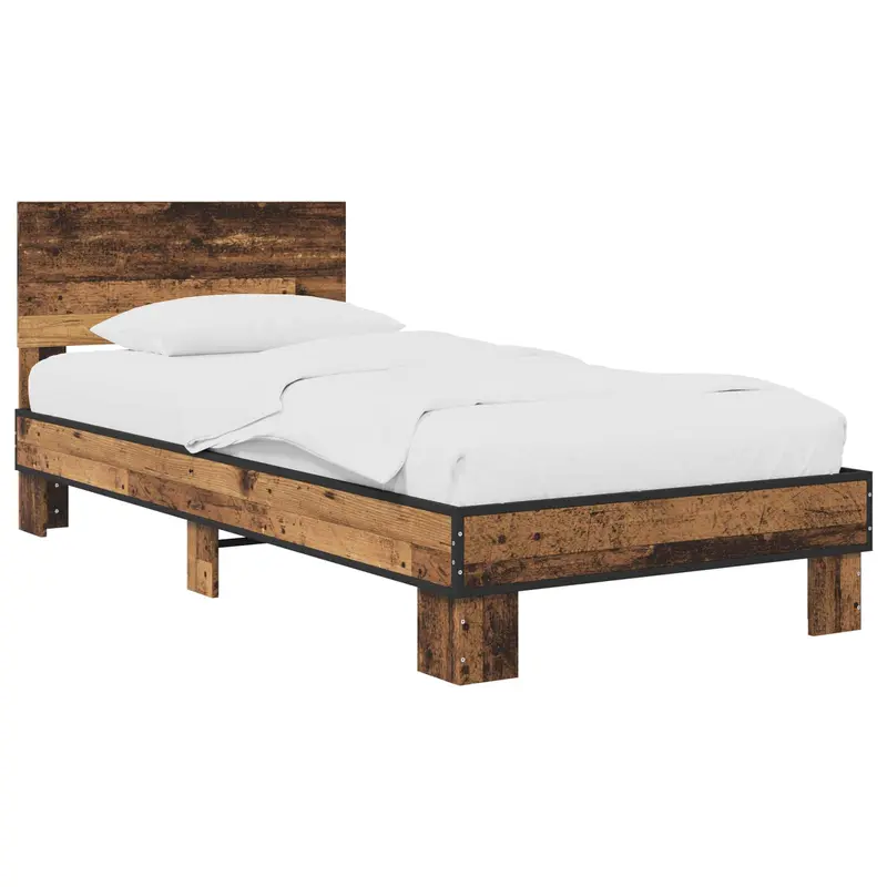 Estructura de cama con cabecero Madera envejecida 80 x 200 cm