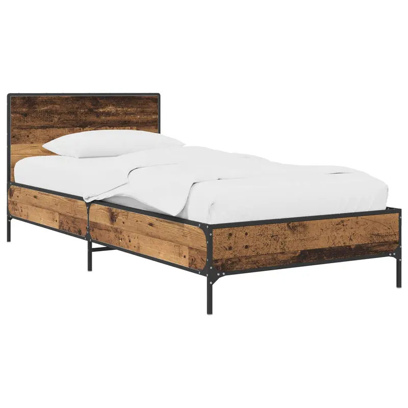 Estructura de cama con cabecero Madera envejecida 80 x 200 cm