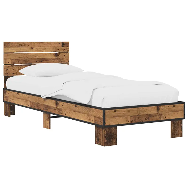 Estructura de cama con cabecero Madera envejecida 80 x 200 cm