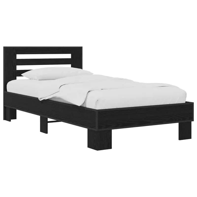 Estructura de cama con cabecero Roble Negro 80 x 200 cm