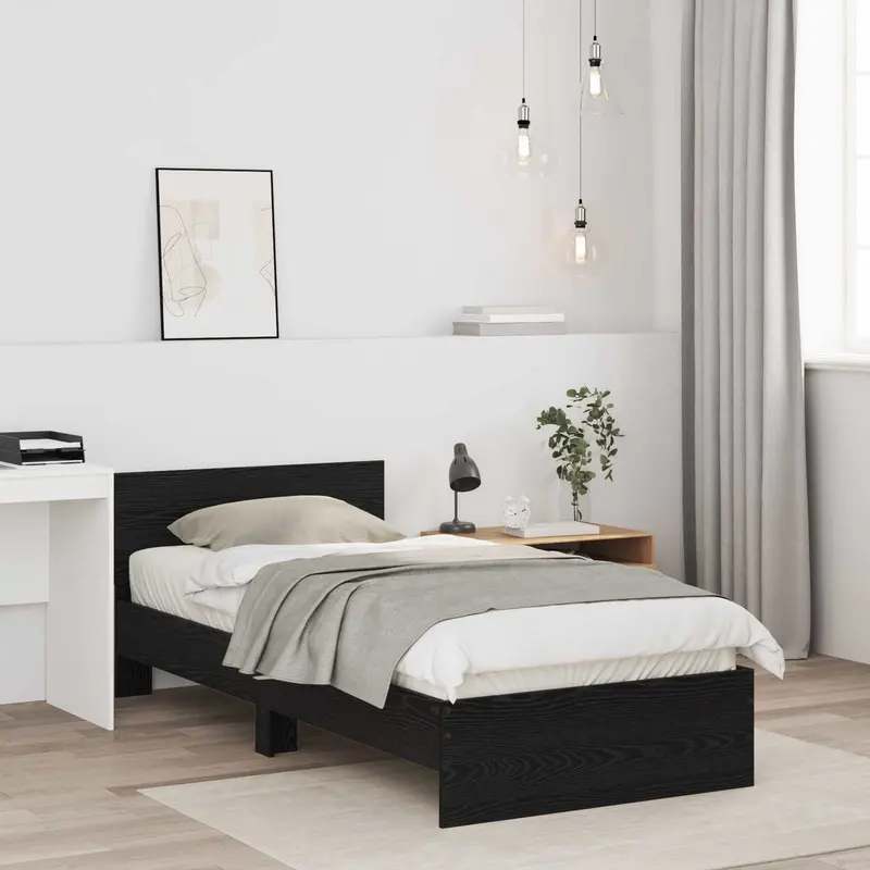 Estructura de cama con cabecero Roble Negro 80 x 200 cm