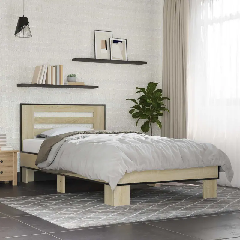 Estructura de cama con cabecero Roble Sonoma 80 x 200 cm