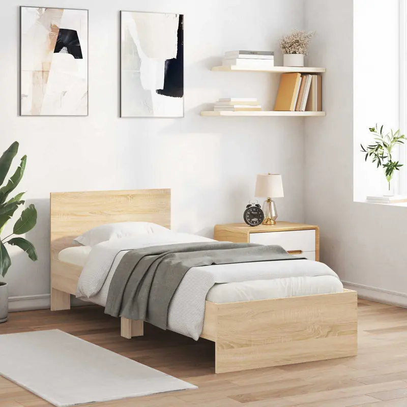 Estructura de cama con cabecero Roble Sonoma 80 x 200 cm