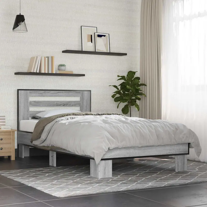 Estructura de cama con cabecero Sonoma gris 80 x 200 cm