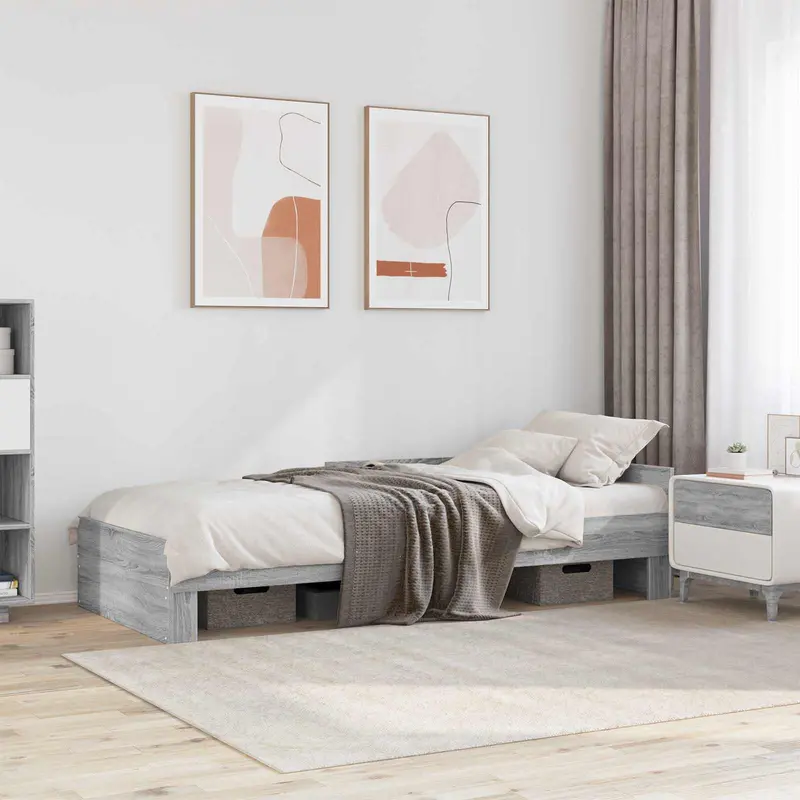 Estructura de cama con cabecero Sonoma gris 80 x 200 cm