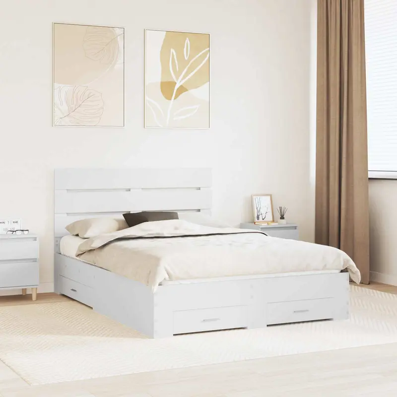 Estructura de cama con cajón 140 x 190 cm Madera de ingeniería