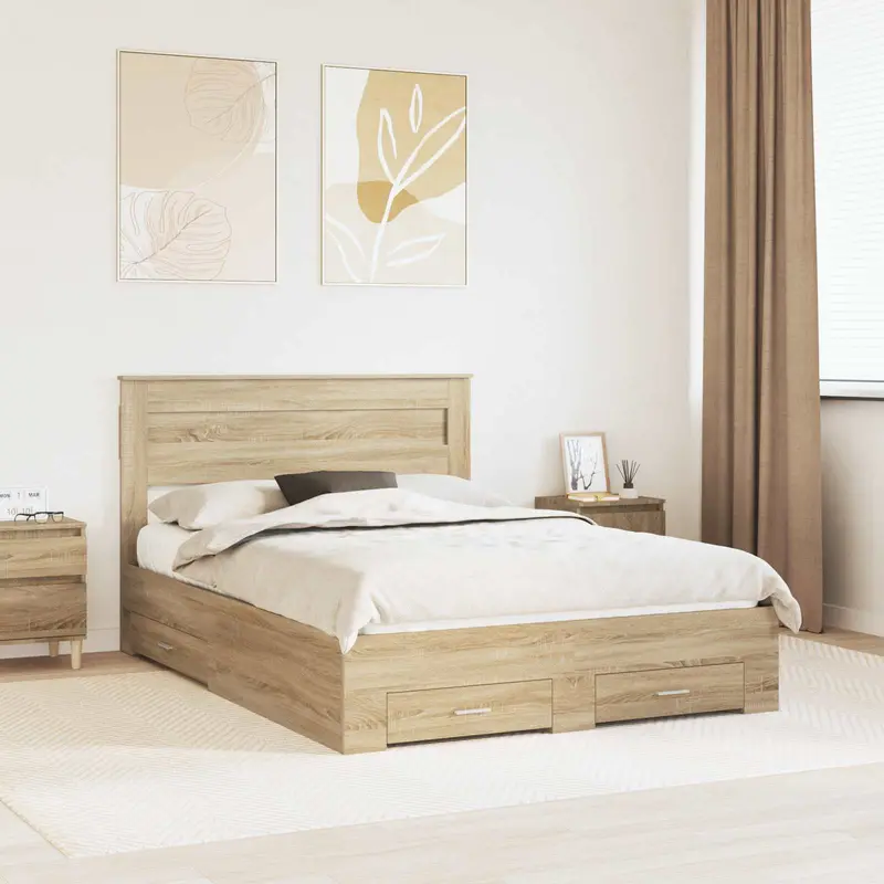 Estructura de cama con cajón Roble Sonoma 150 x 200 cm