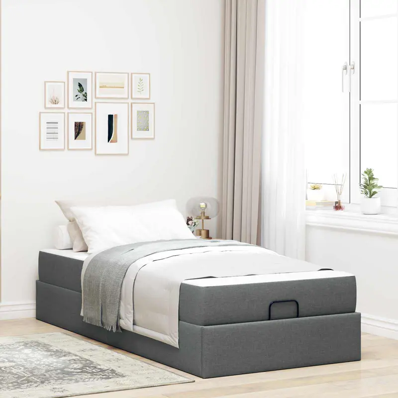 Estructura de cama con colchón 2 pcs Gris Tenue tela